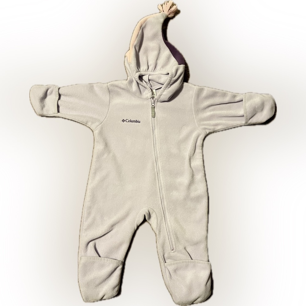 Columbia Infant Fleece Snowsuit 18 Months – lavender with Tri-Color Hood